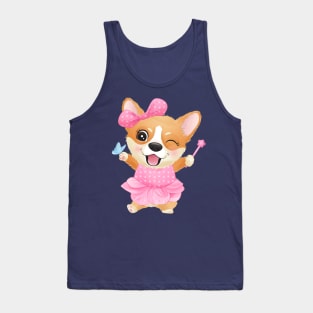 cute little corgi with ballerina tshirt Tank Top